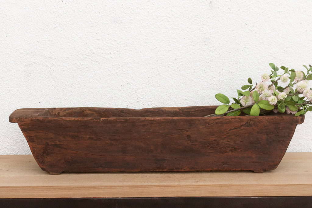 Primitive Hand-Carved Trough Planter