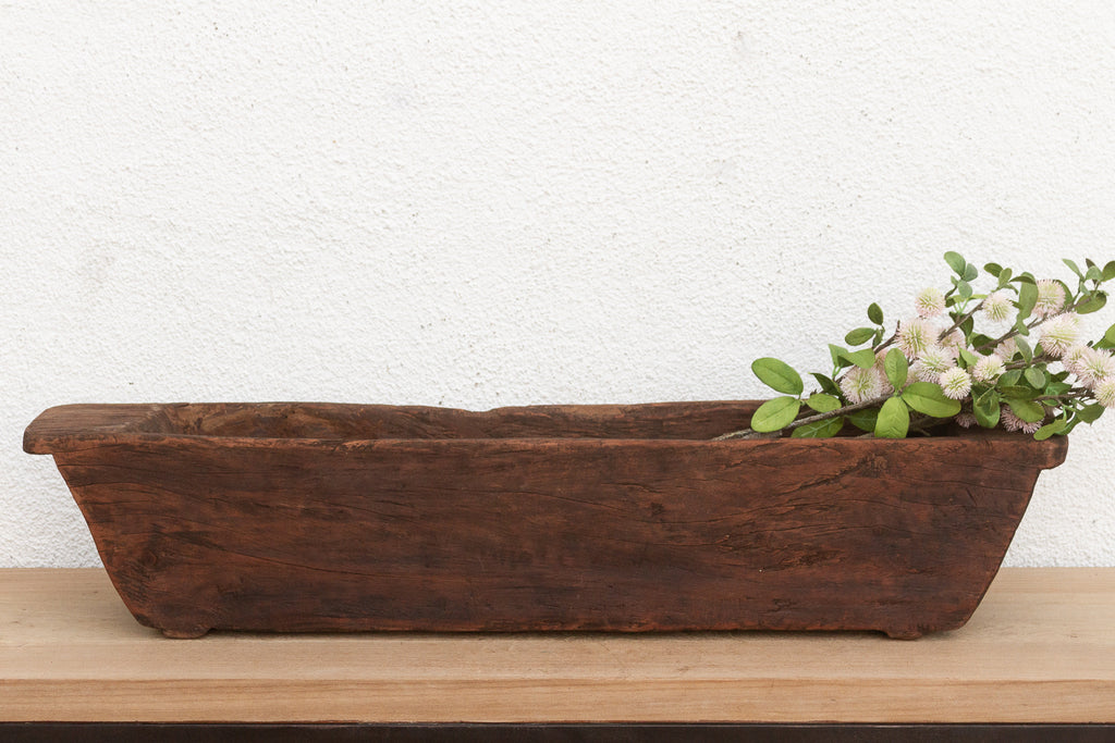 Primitive Hand-Carved Trough Planter