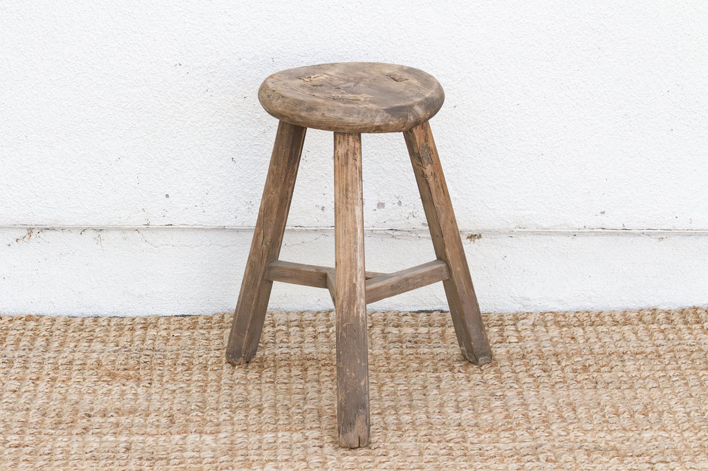 Primitive Japandi Wood Stool