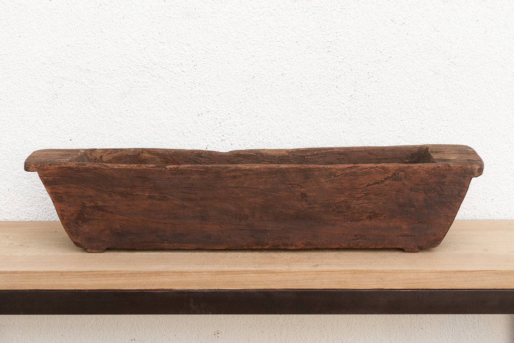 Primitive Hand-Carved Trough Planter