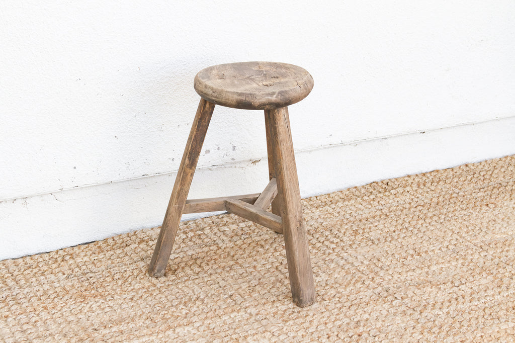 Primitive Japandi Wood Stool