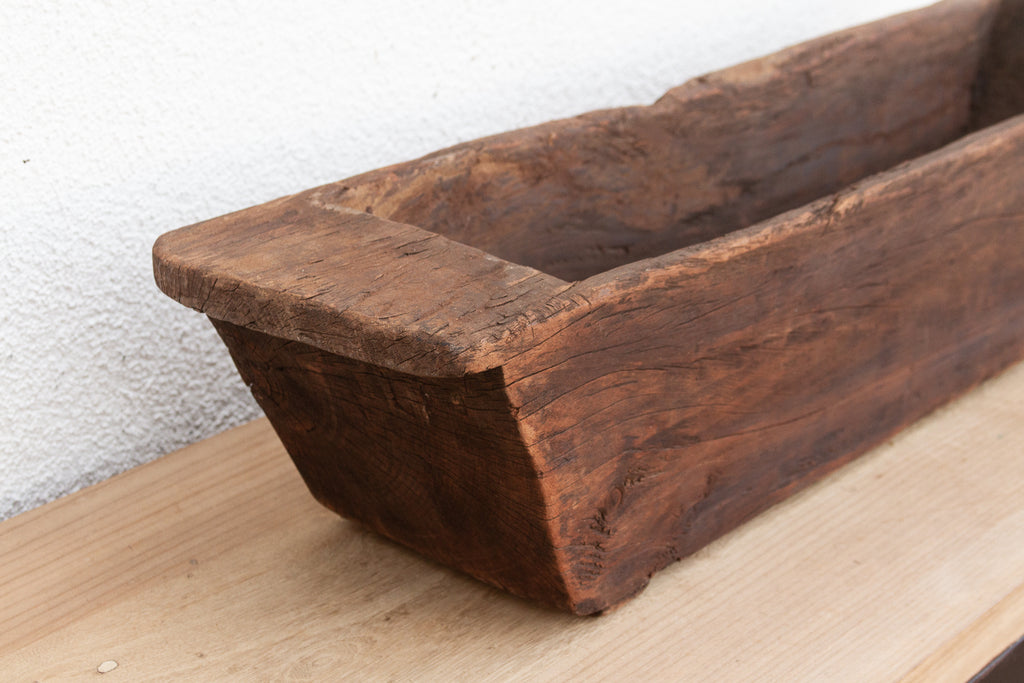 Primitive Hand-Carved Trough Planter