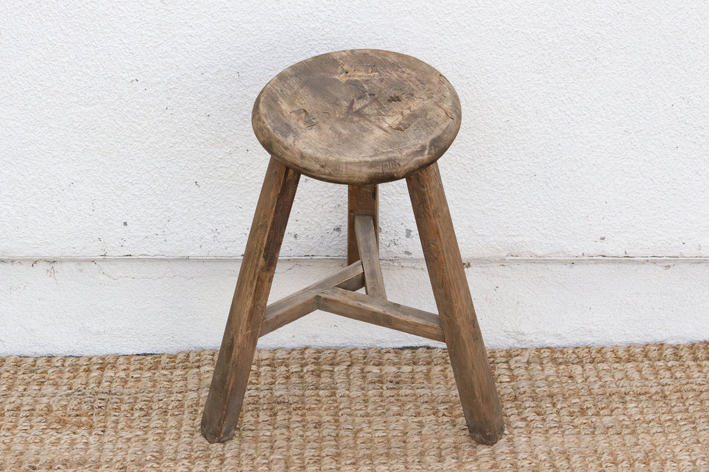 Primitive Japandi Wood Stool