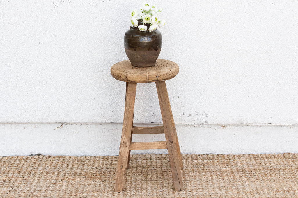 Antique Ocassional Stool with Elm Top