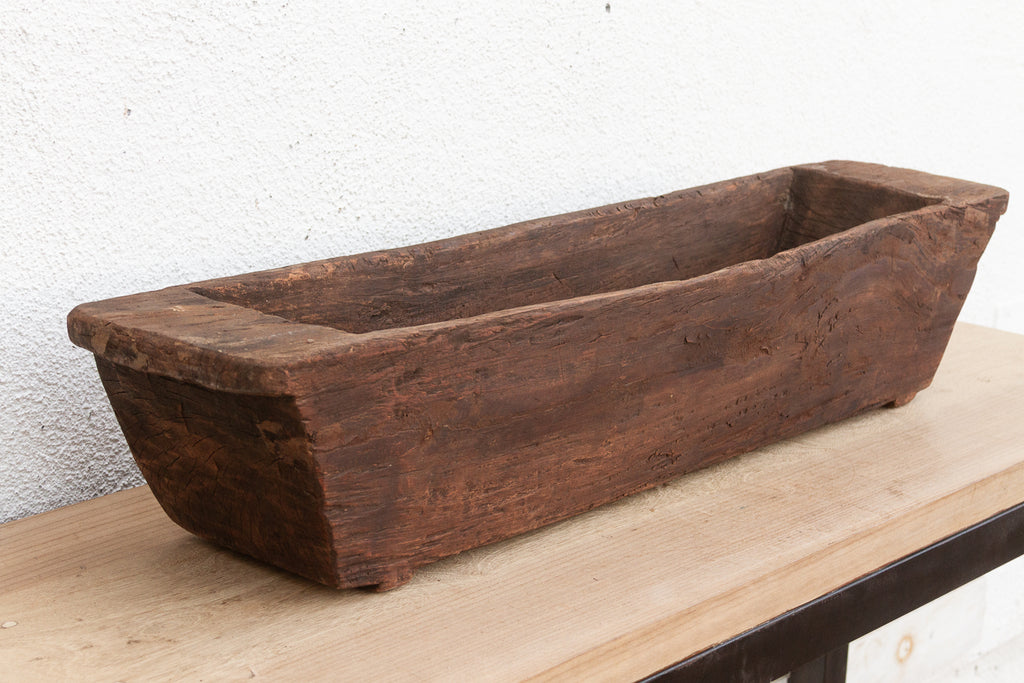Primitive Hand-Carved Trough Planter