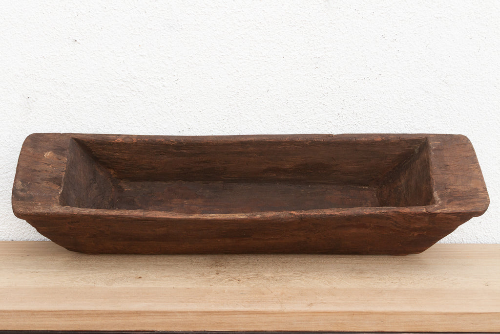 Primitive Hand-Carved Trough Planter