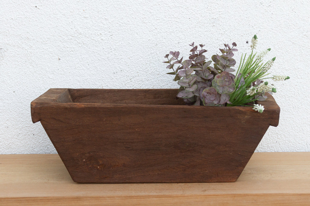 Vintage Heavy Dark Wood Planter