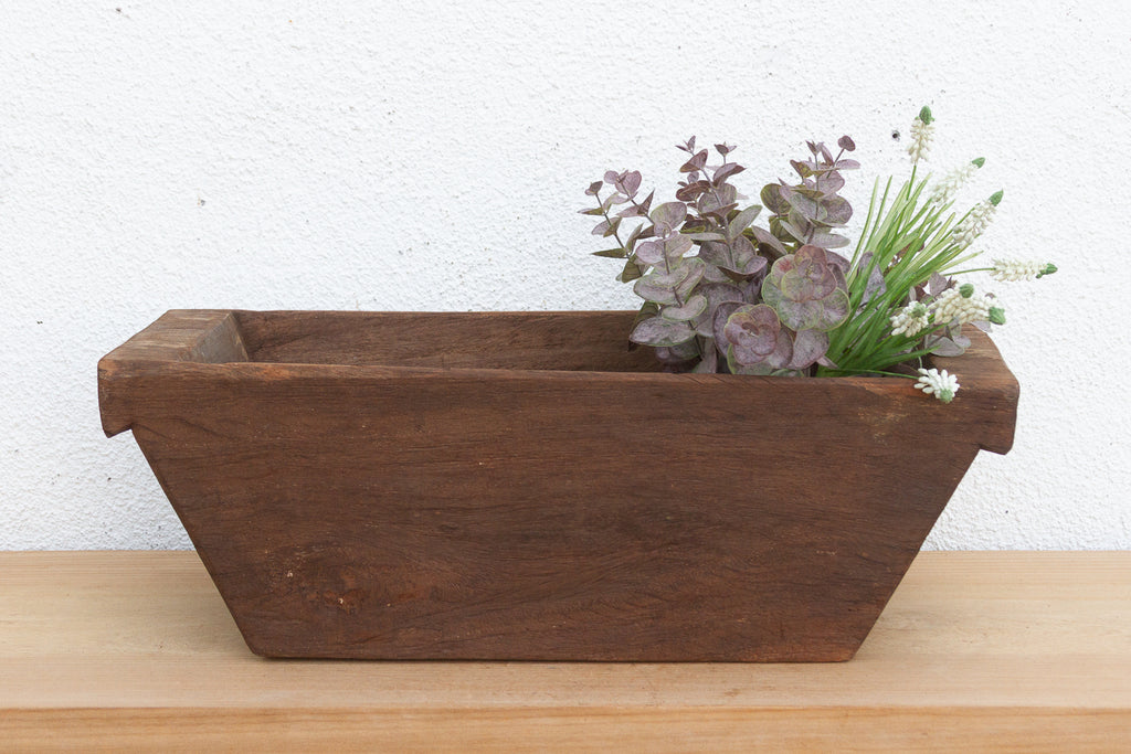 Vintage Heavy Dark Wood Planter