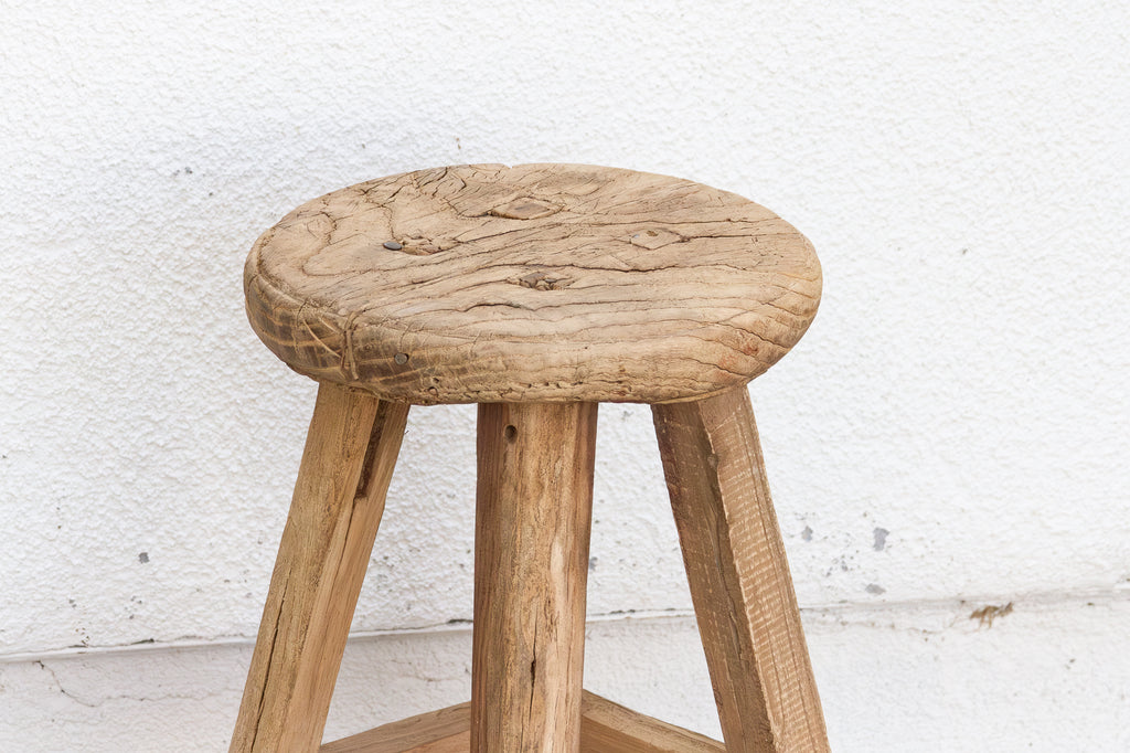 Antique Ocassional Stool with Elm Top