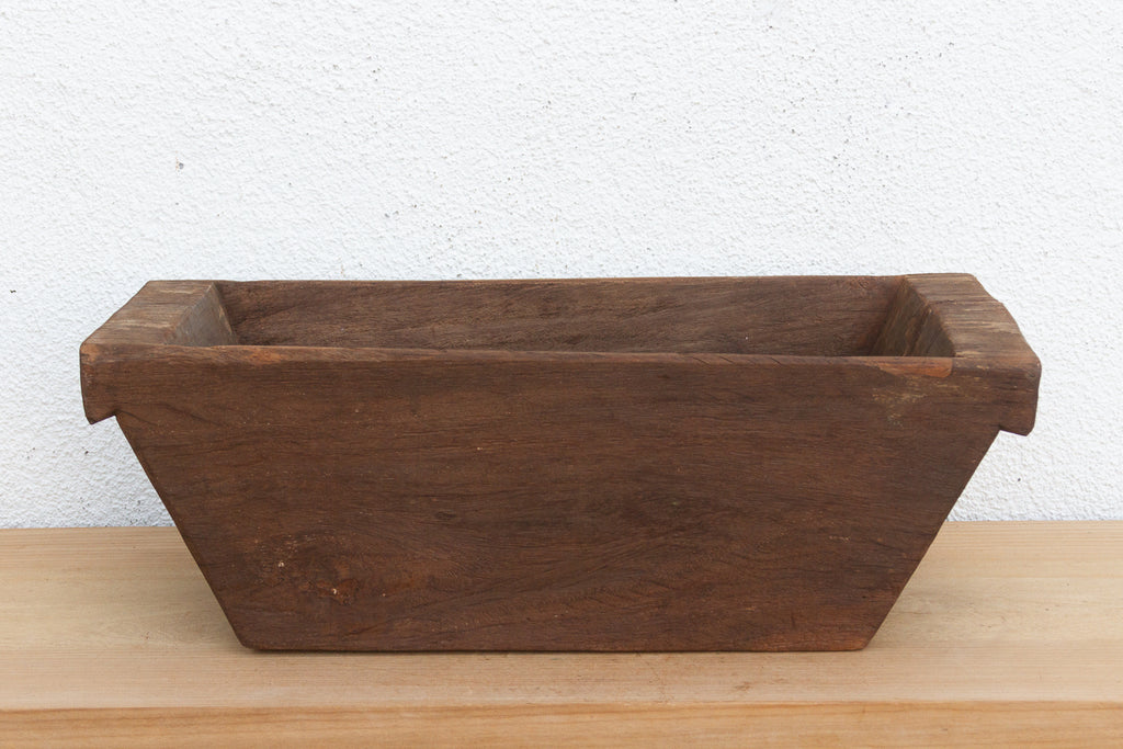Vintage Heavy Dark Wood Planter