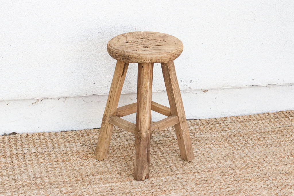 Antique Ocassional Stool with Elm Top