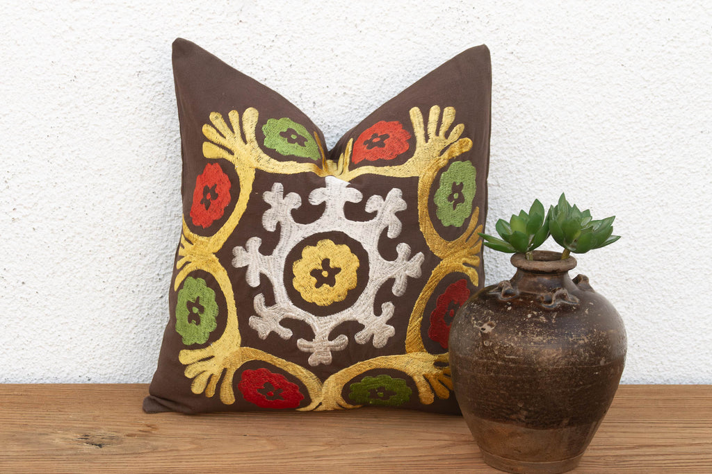 Radiating Floral Suzani Pillow Cover