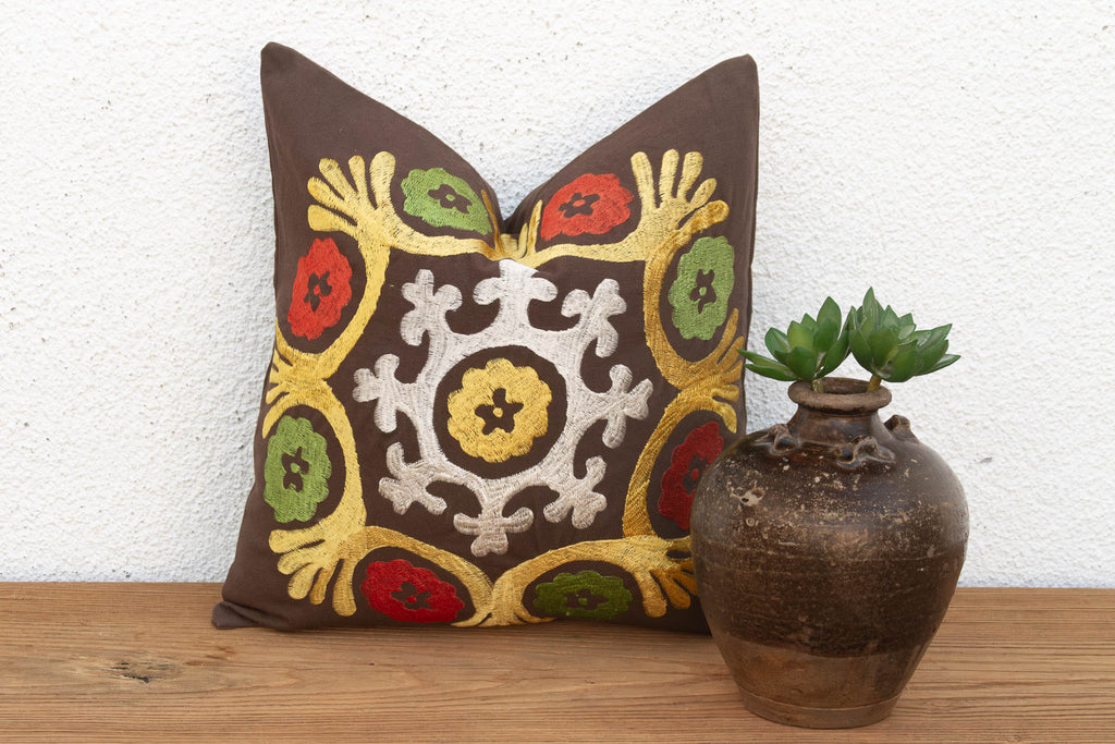 Radiating Floral Suzani Pillow Cover