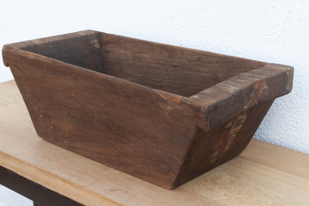 Vintage Heavy Dark Wood Planter