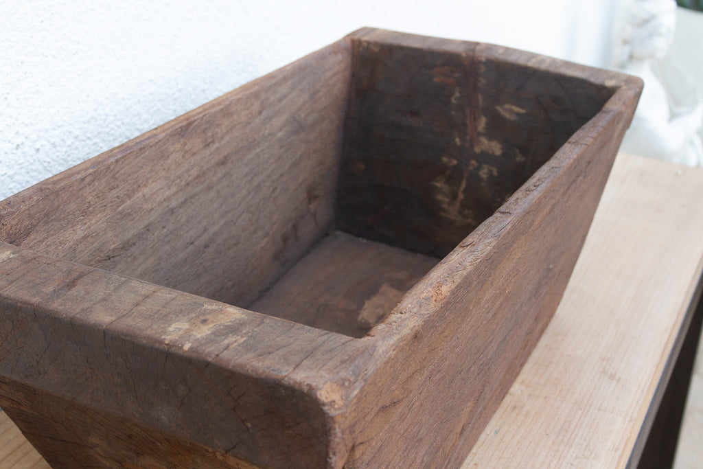 Vintage Heavy Dark Wood Planter