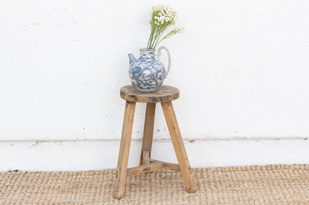 Vintage Burnt Wood Milking Stool