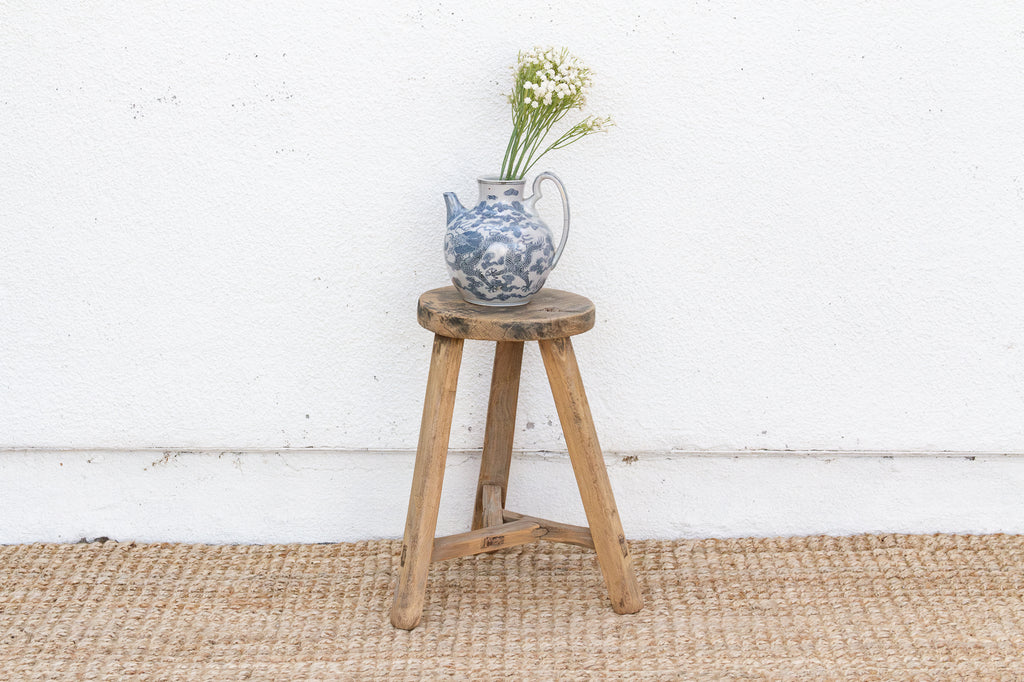 Vintage Burnt Wood Milking Stool