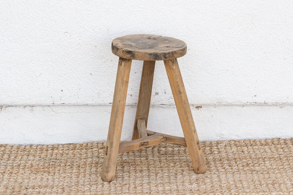 Vintage Burnt Wood Milking Stool