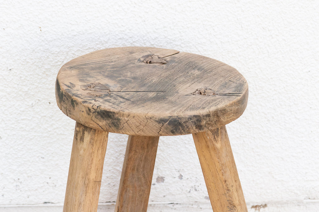 Vintage Burnt Wood Milking Stool