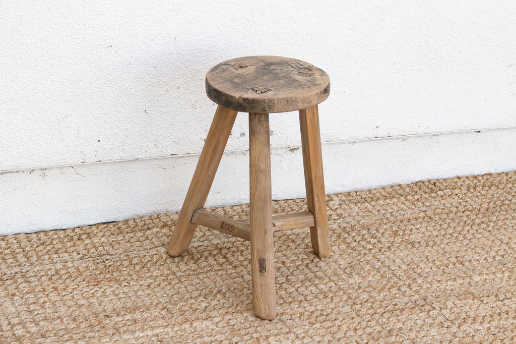 Vintage Burnt Wood Milking Stool