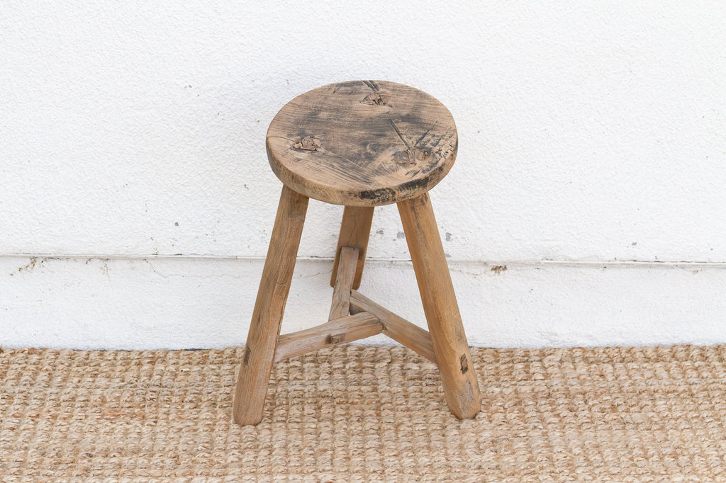 Vintage Burnt Wood Milking Stool
