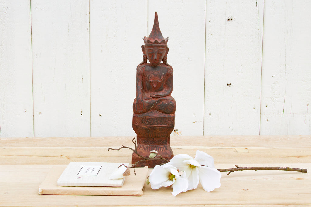 Carved & Painted Praying Buddha