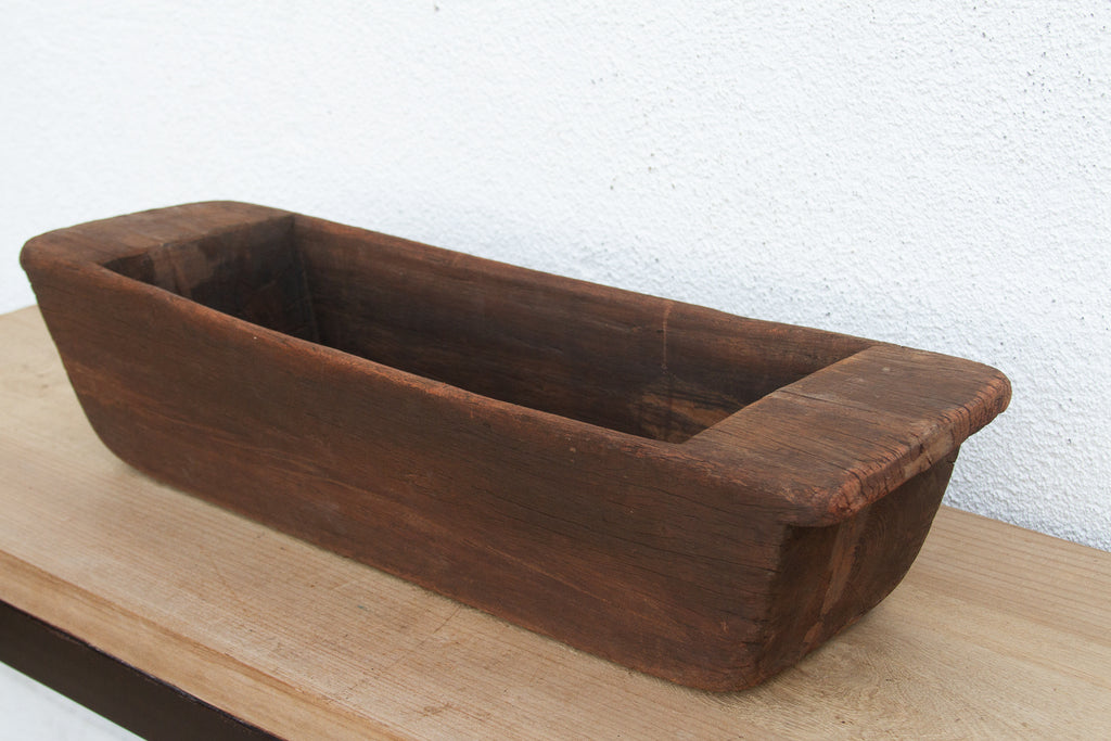 Hefty Antique Wood Trough Vessel