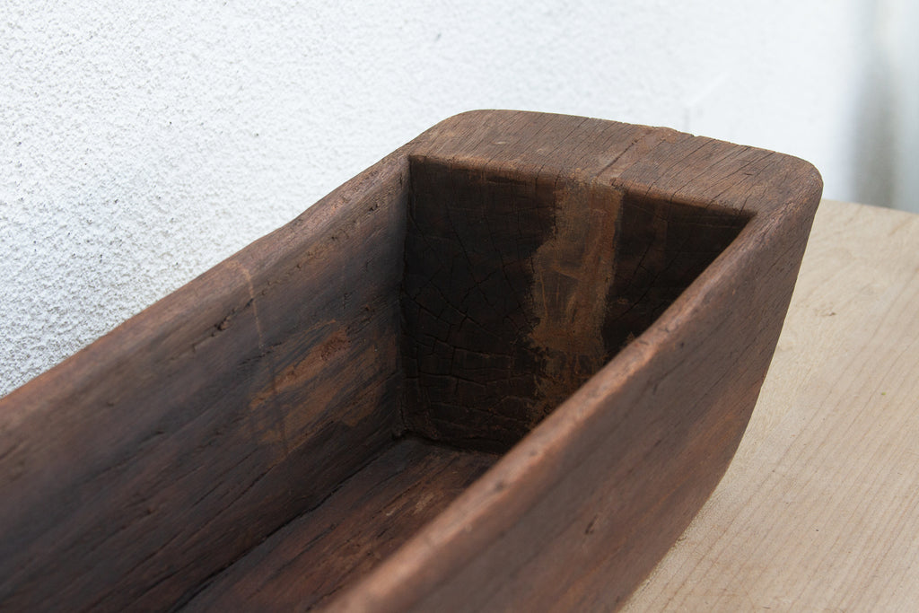 Hefty Antique Wood Trough Vessel