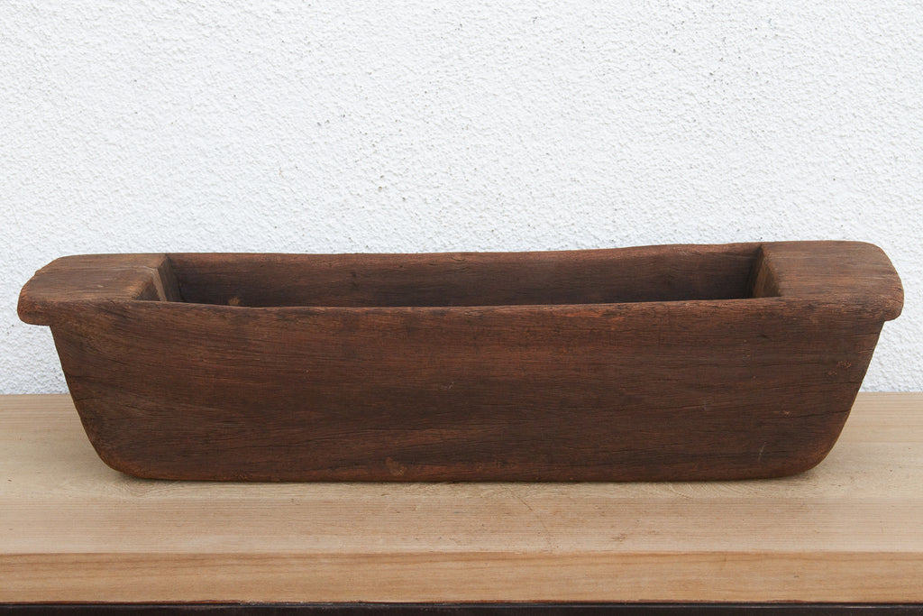 Hefty Antique Wood Trough Vessel