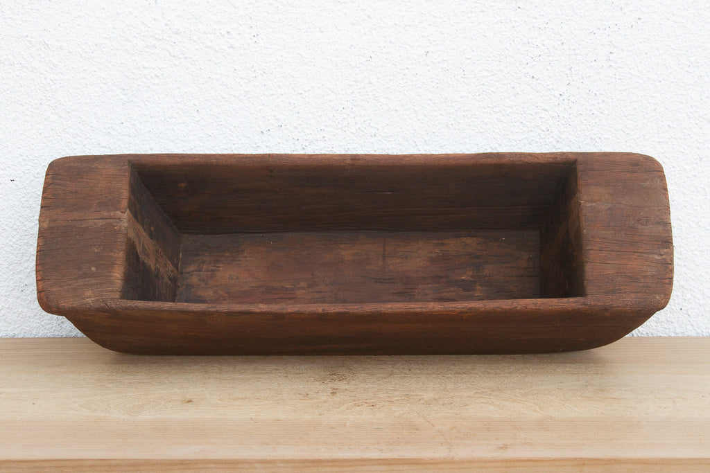 Hefty Antique Wood Trough Vessel