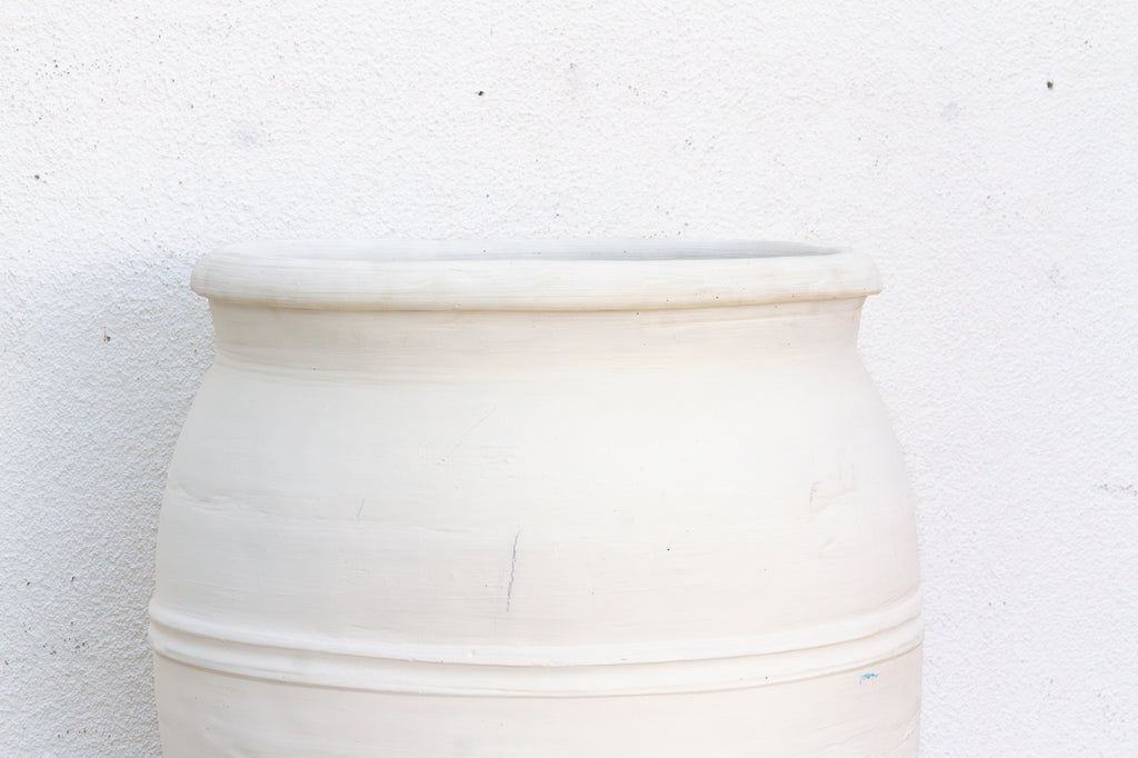 Tall Mediterranean Amphora Shape White Terracotta Planter