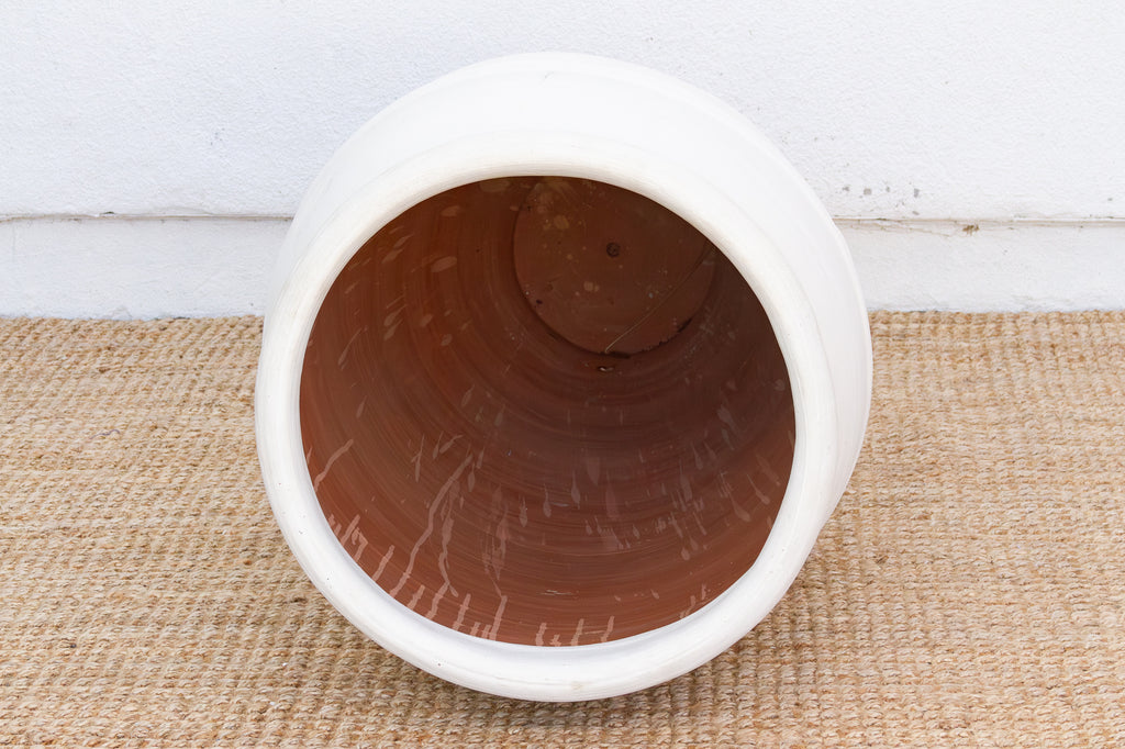 Tall Mediterranean Amphora Shape White Terracotta Planter