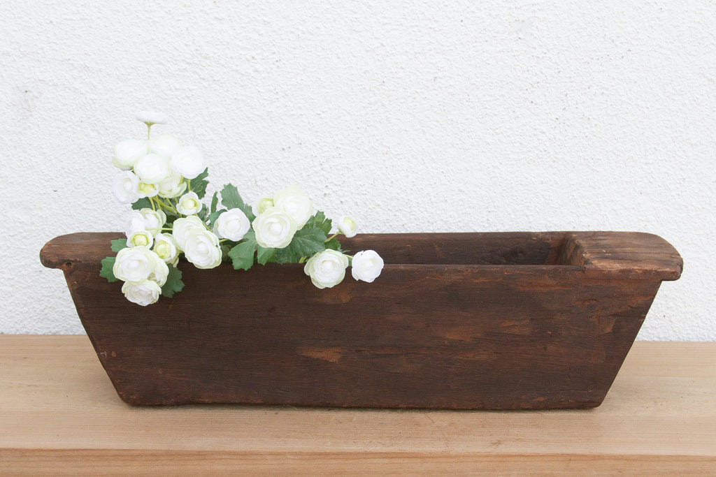 Long Rustic Wood Rectangular Bowl