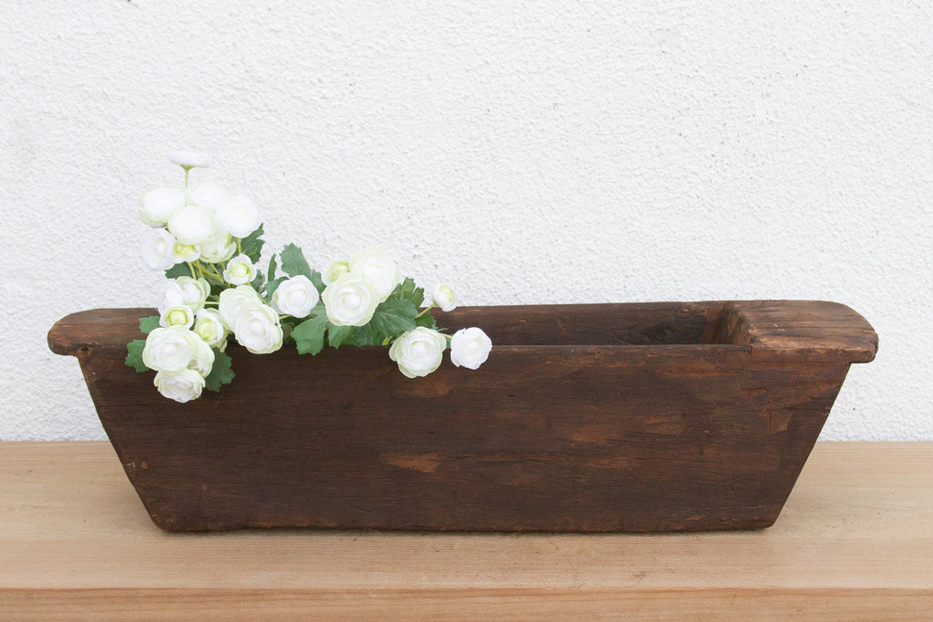 Long Rustic Wood Rectangular Bowl