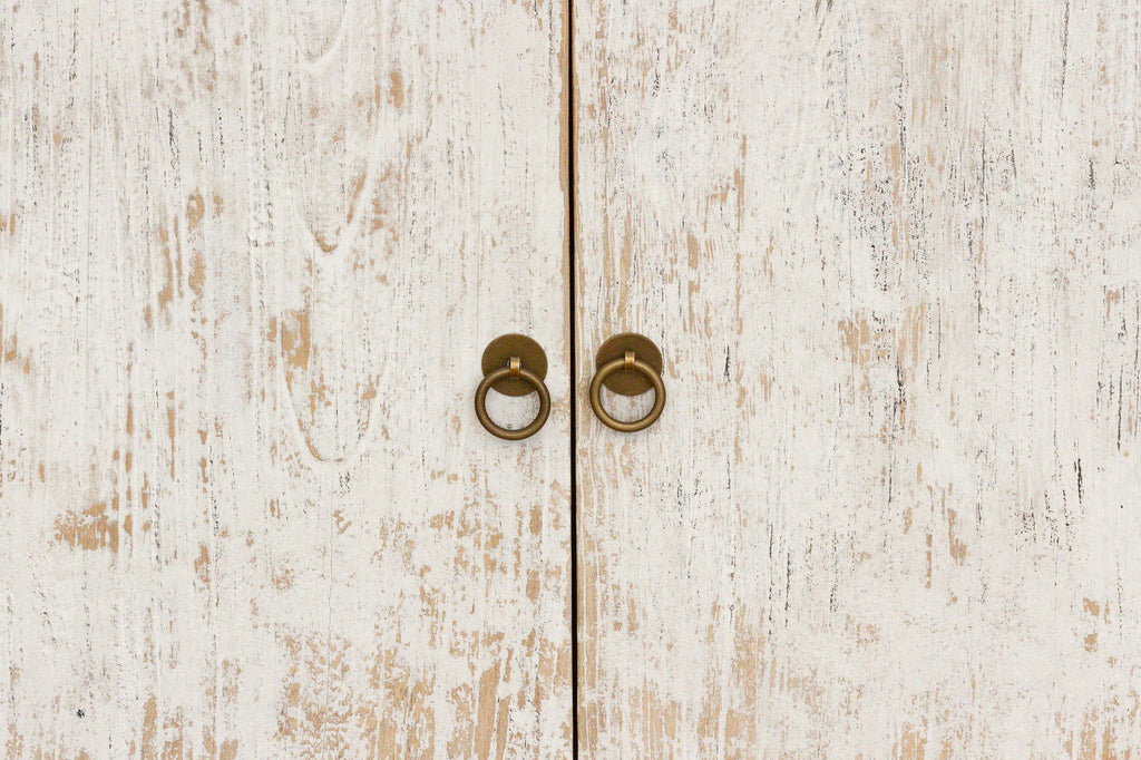 Long Rustic Chic Bleached and Whitewashed Asian Sideboard