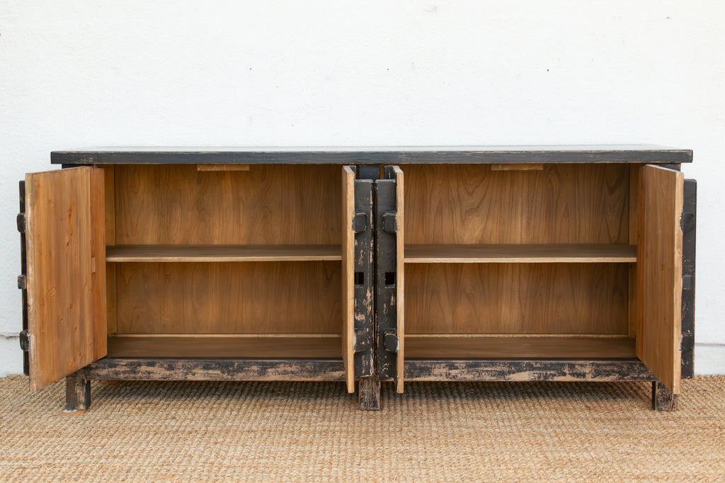Monumental Distressed Black Sideboard w/Fortress Doors