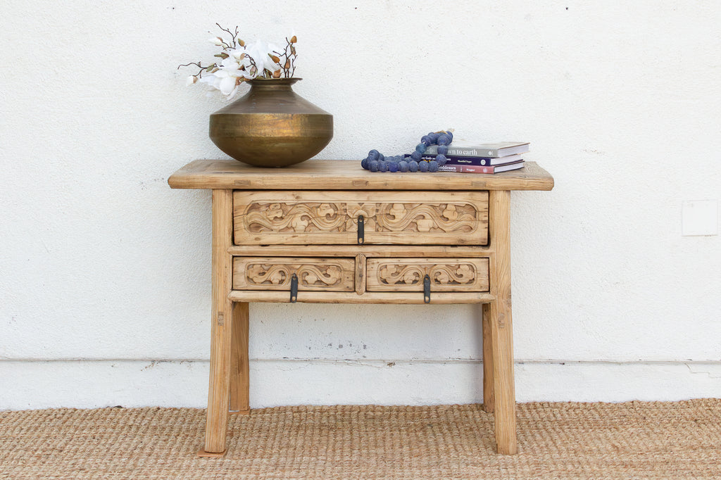 Antique Scholar Carved Console Table