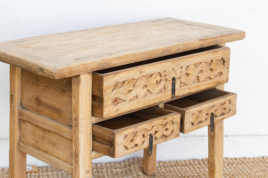 Antique Scholar Carved Console Table