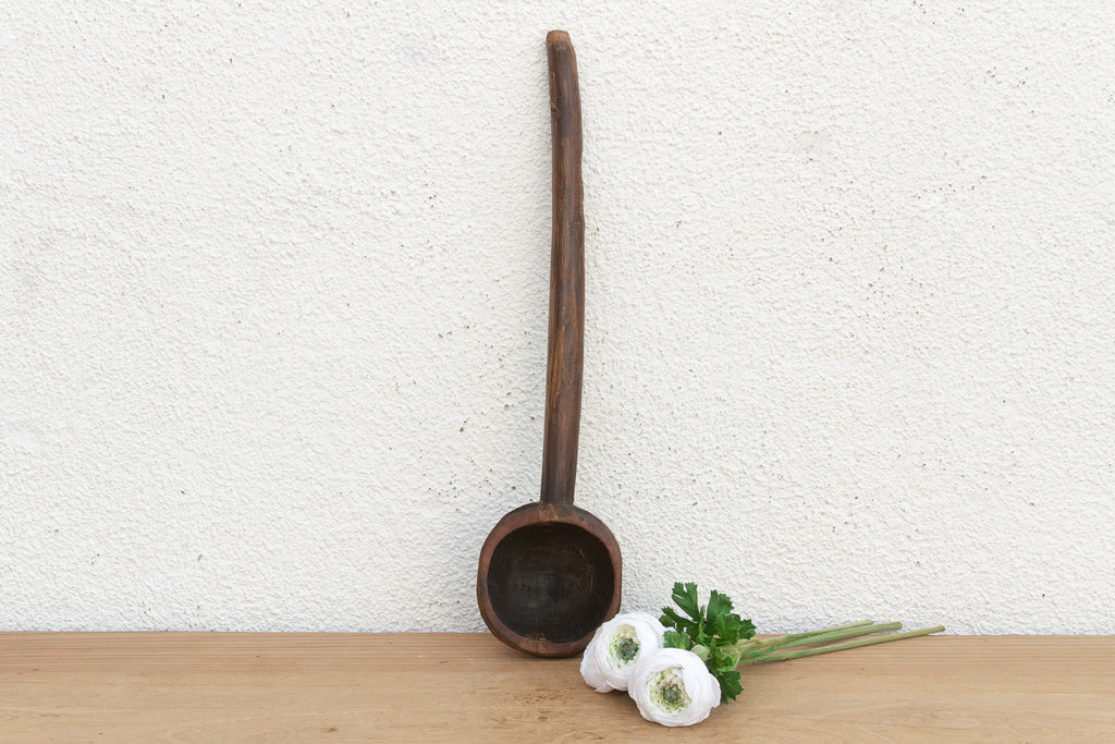 Deep Bowl Vintage Wooden Ladle (Trade)