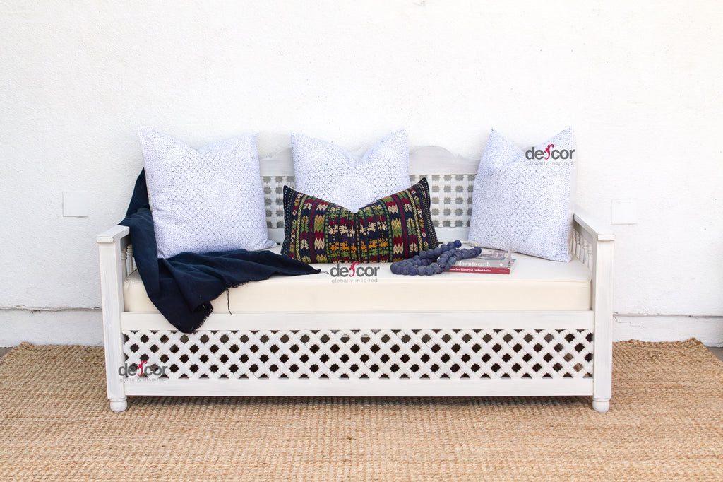 Whitewash Moroccan Mousharabi Daybed Sofa