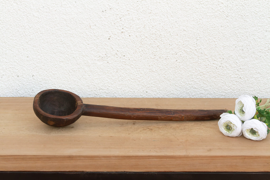 Deep Bowl Vintage Wooden Ladle (Trade)