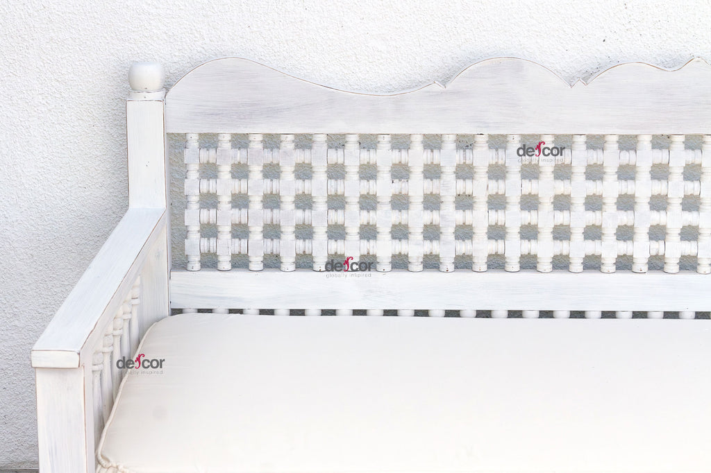 Whitewash Moroccan Mousharabi Daybed Sofa