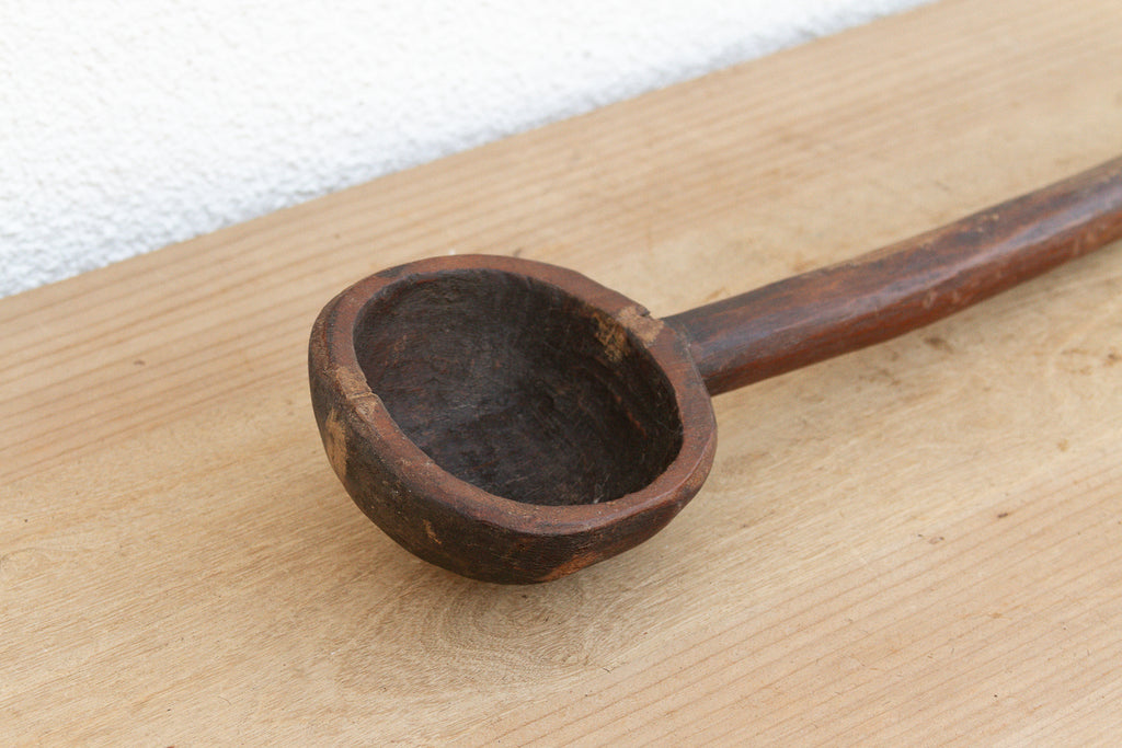 Deep Bowl Vintage Wooden Ladle (Trade)