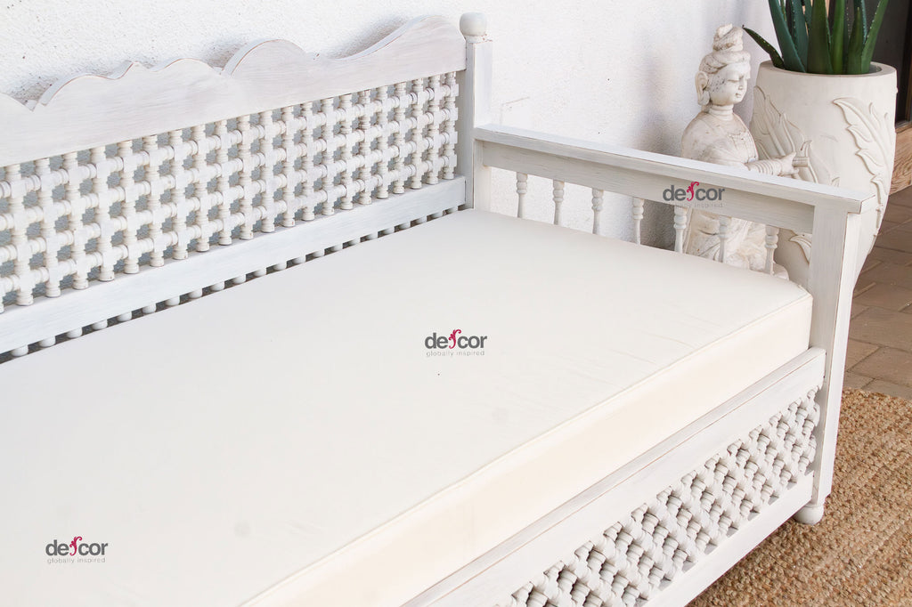Whitewash Moroccan Mousharabi Daybed Sofa
