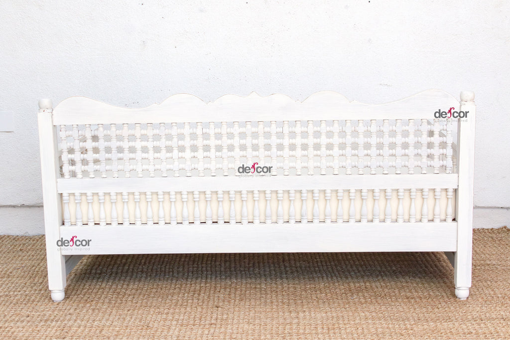 Whitewash Moroccan Mousharabi Daybed Sofa