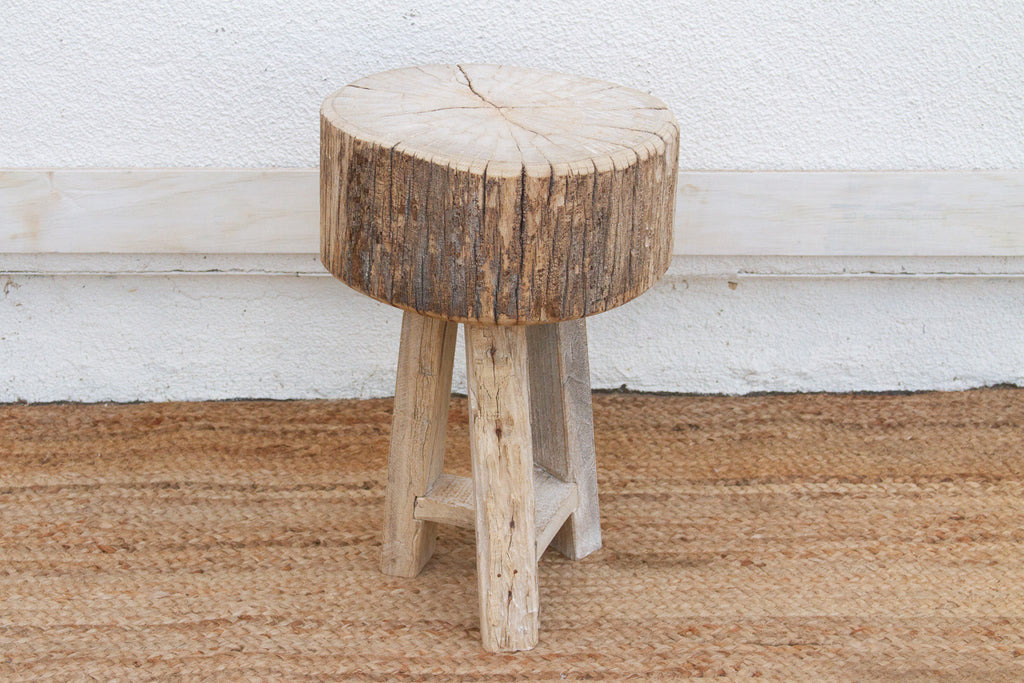 Thick Top Rustic Round Side Table (Trade)