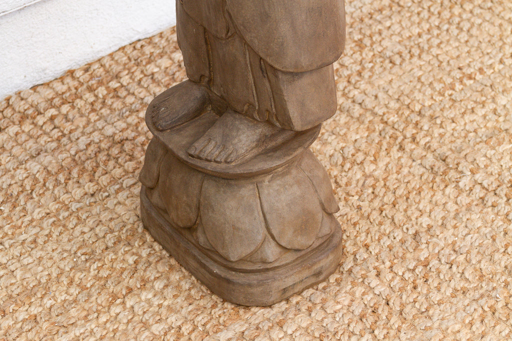 Elegant Hand-Carved Stone Buddha on Lotus Figure (Trade)