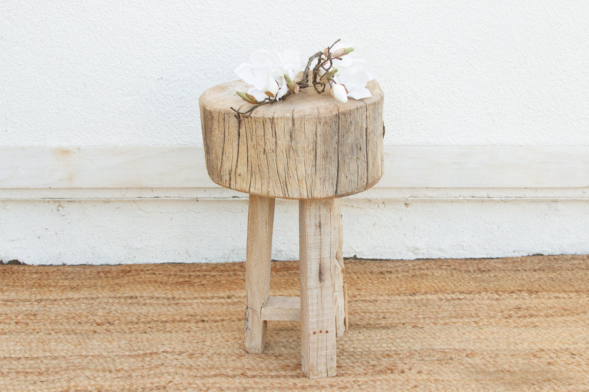 Sun Bleached Log Wood Pedestal Table | DE-COR– DE-COR | Globally Inspired
