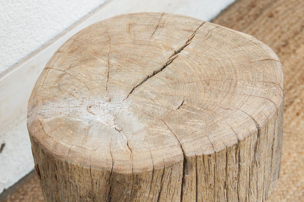Sun Bleached Log Wood Pedestal Table