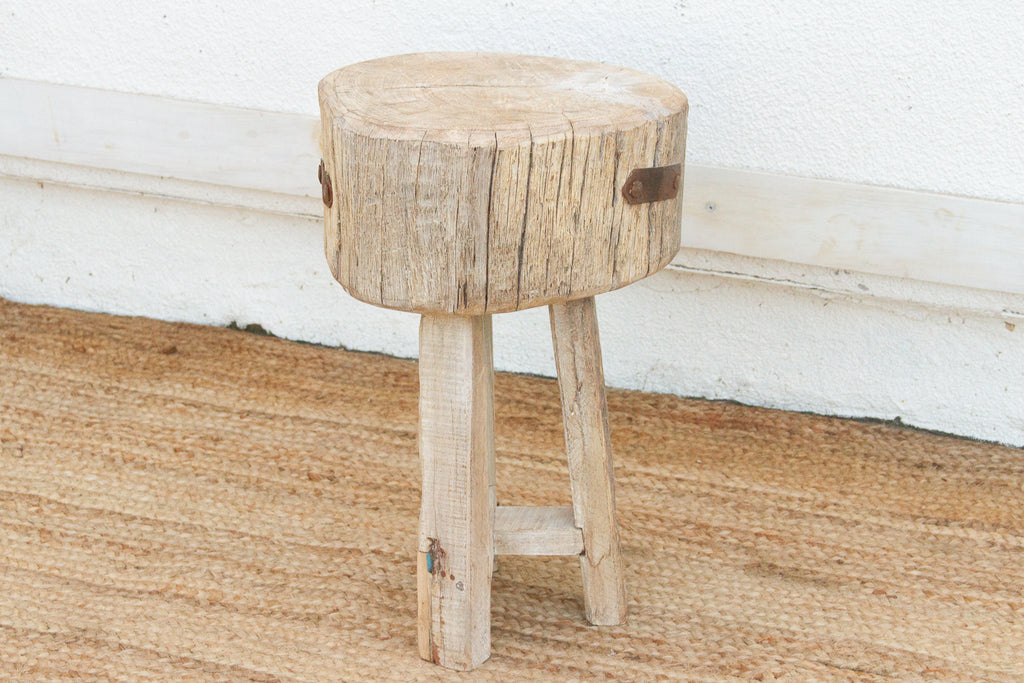 Sun Bleached Log Wood Pedestal Table